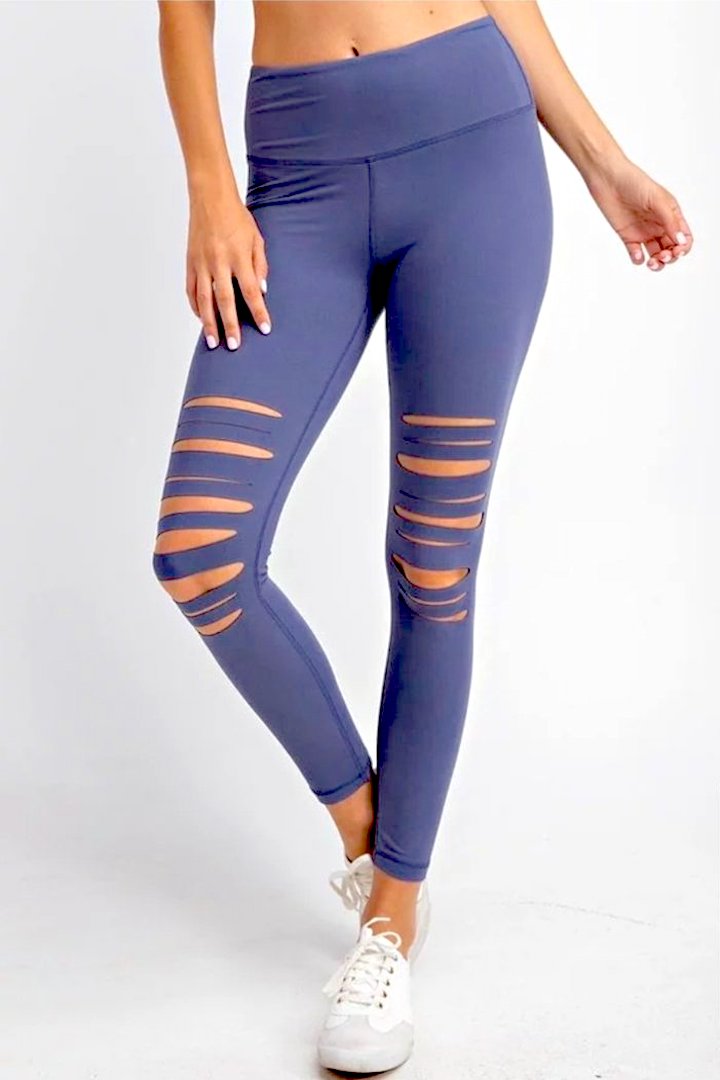 WOMEN'S HIGH-WAIST DISTRESSED LEGGINGS (B) – Torie Swim