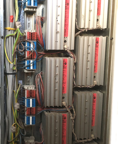 Typical Homeworks Interactive/Illumination lighting control panel (with cover removed)