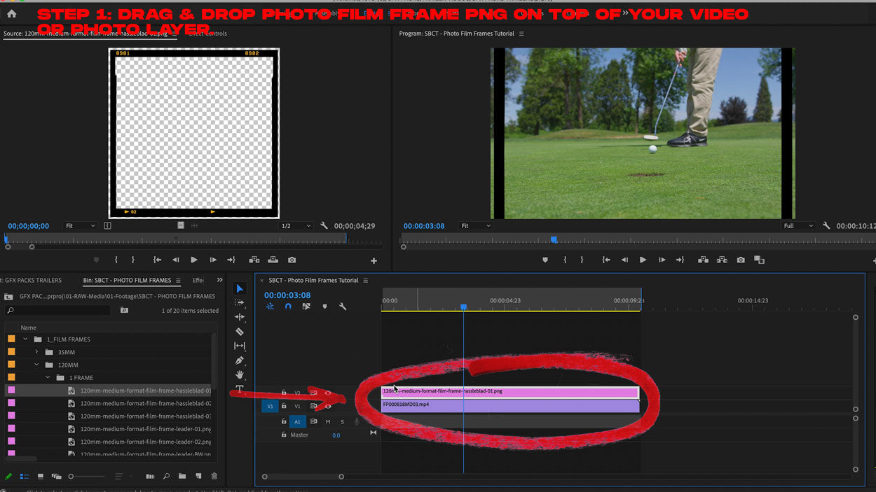 add photo film frame png premiere tutorial step 1