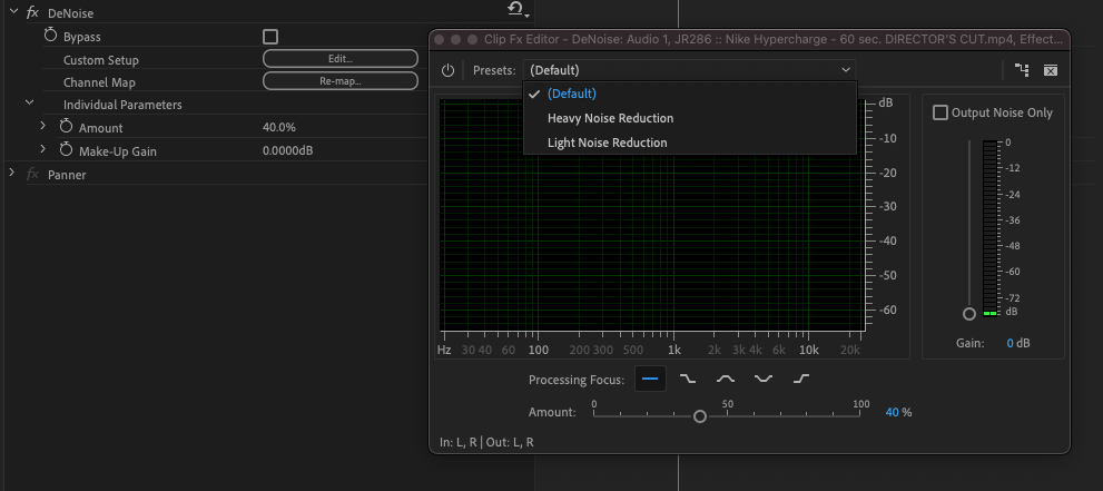 denoise audio effect premiere pro