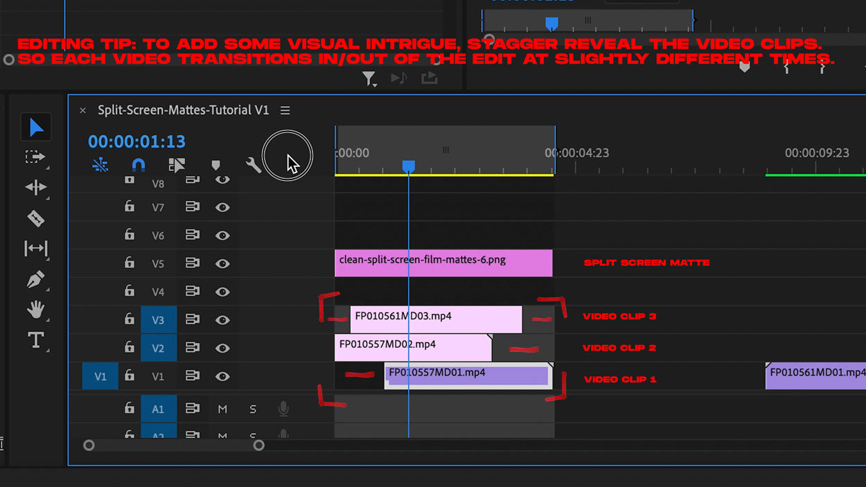 how to add split screen film matte editing tip