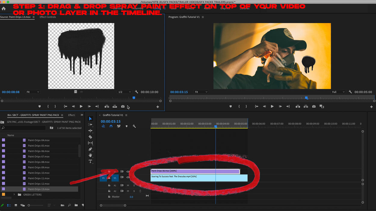 how to add spray paint effects premiere tutorial