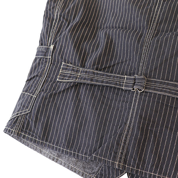 FREEWHEELERS , TRACKWALKER VEST , LATE 1800s STYLE WORK CLOTHING , ORIGINAL  BLACK WABASH CHAMBRAY , BLACK WABASH STRIPE CHAMBRAY