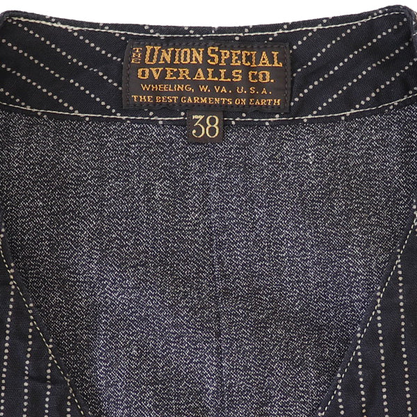 FREEWHEELERS , TRACKWALKER VEST , LATE 1800s STYLE WORK CLOTHING , ORIGINAL  BLACK WABASH CHAMBRAY , BLACK WABASH STRIPE CHAMBRAY