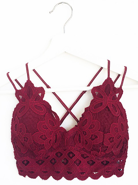 Nurit Bralette, Red Floral Bralette With Tie Up Detail And Embroidered  Tassels