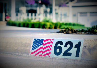 American Flag Curb Number - Digital Curb Number