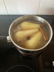 Poached Pears in Mulled Apple & Cinnamon