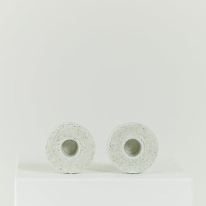 Pair of off-white ceramic candlesticks - Gunnar Nylund