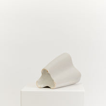 Load image into Gallery viewer, Off white ceramic vessel with wavy form
