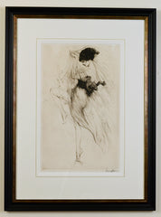 Etching in white mount and black frame