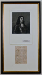 Framed engraving and letter