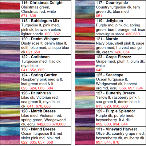 Lizbeth Thread by Color 116 to 131 – The Lace Museum Shop