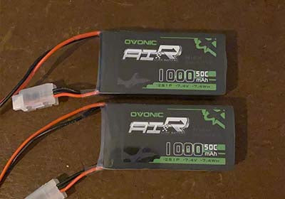 2×Ovonic 50C 2S 7.4V 1000mAh Lipo Battery Pack with JST Plug for RC helicopter