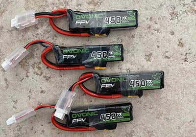 4×Ovonic 450mah 2S1p 7.4V 70C Lipo Battery Pack with XT30 Plug for small FPV whoops