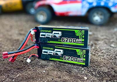 2×OVONIC 7.4V 6200mAh 2S1P 50C Hardcase Lipo Battery with Deans Plug for RC Car Trucks