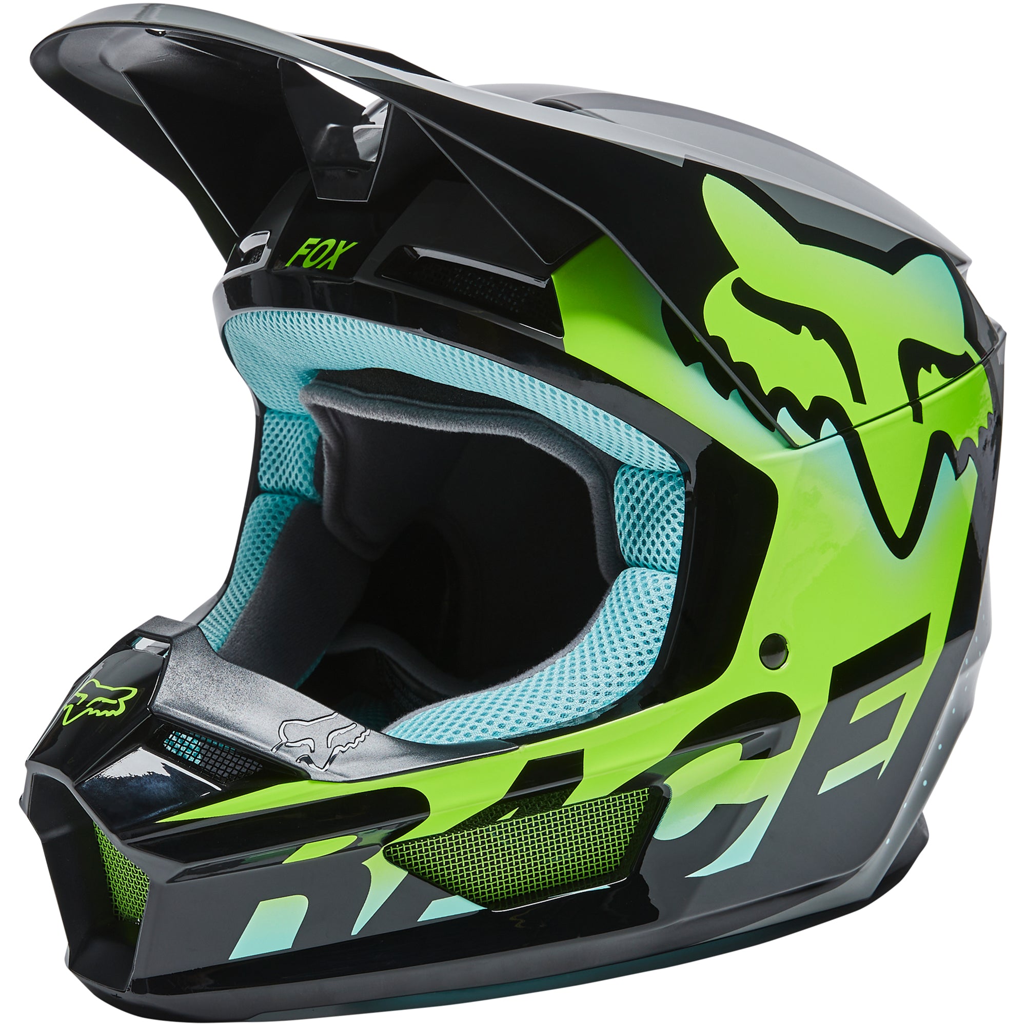 teal motocross helmet