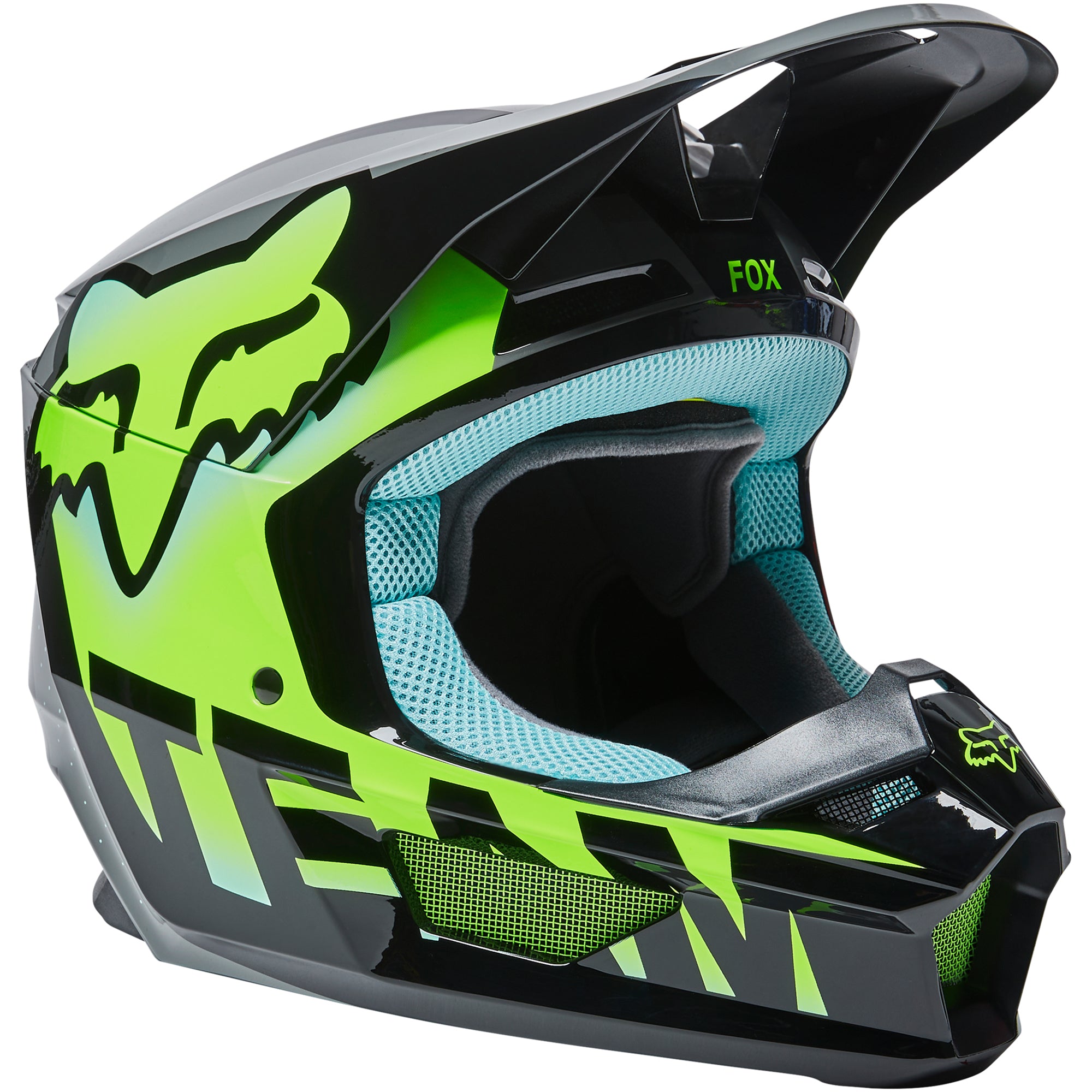 teal motocross helmet