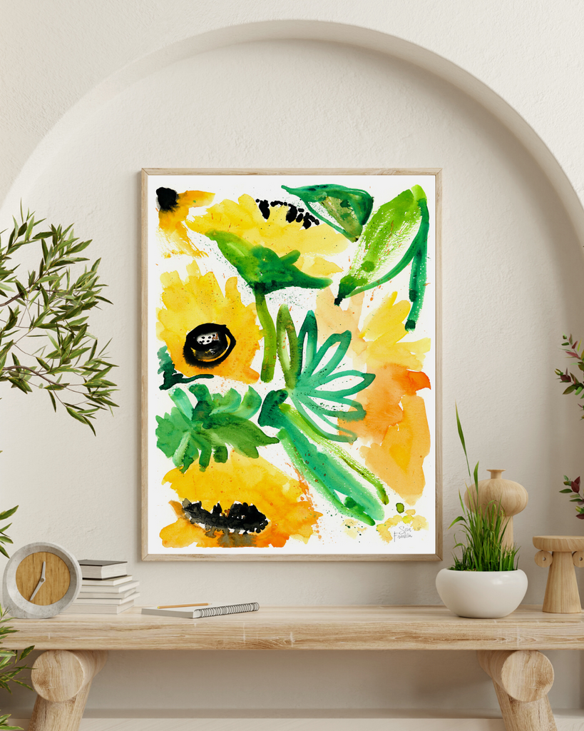 Sunflowers Wall Art Boho Modern Aesthetic