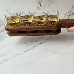 Handmade walnut hardwood shot serving tray 