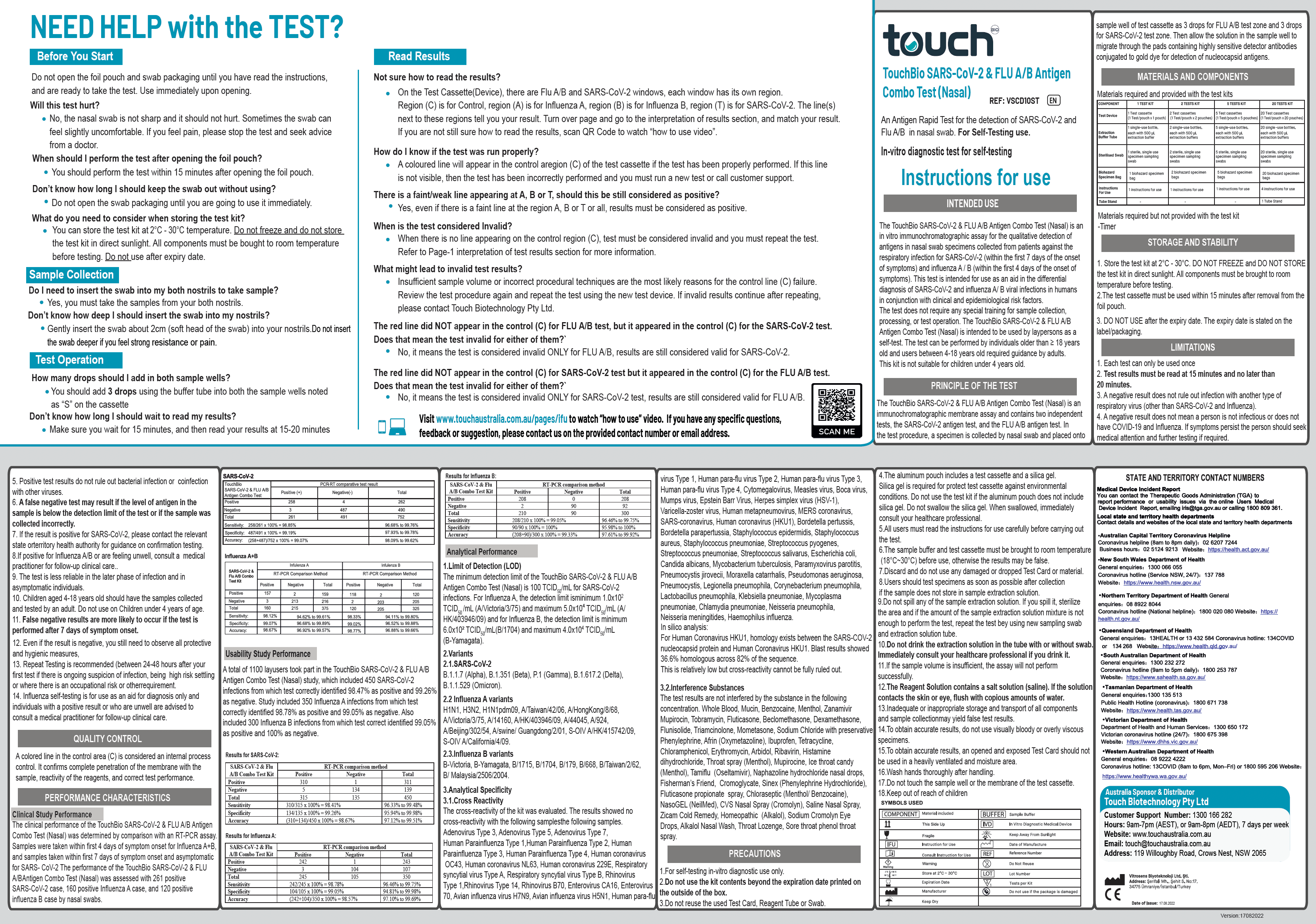 TouchBio Combo Rapid Antigen Tests Covid and Flu-  Self Testing How to use