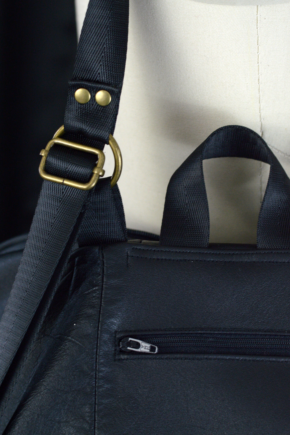 Black Leather Backpack Handbag Made To Order Sally Ann