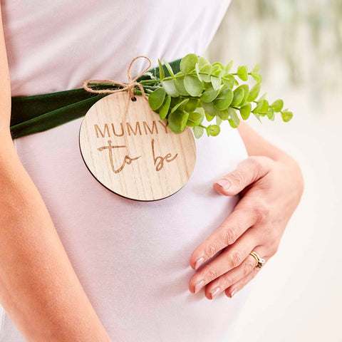 Mummy to be sage green sash