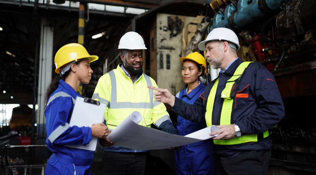 safety meeting of workers