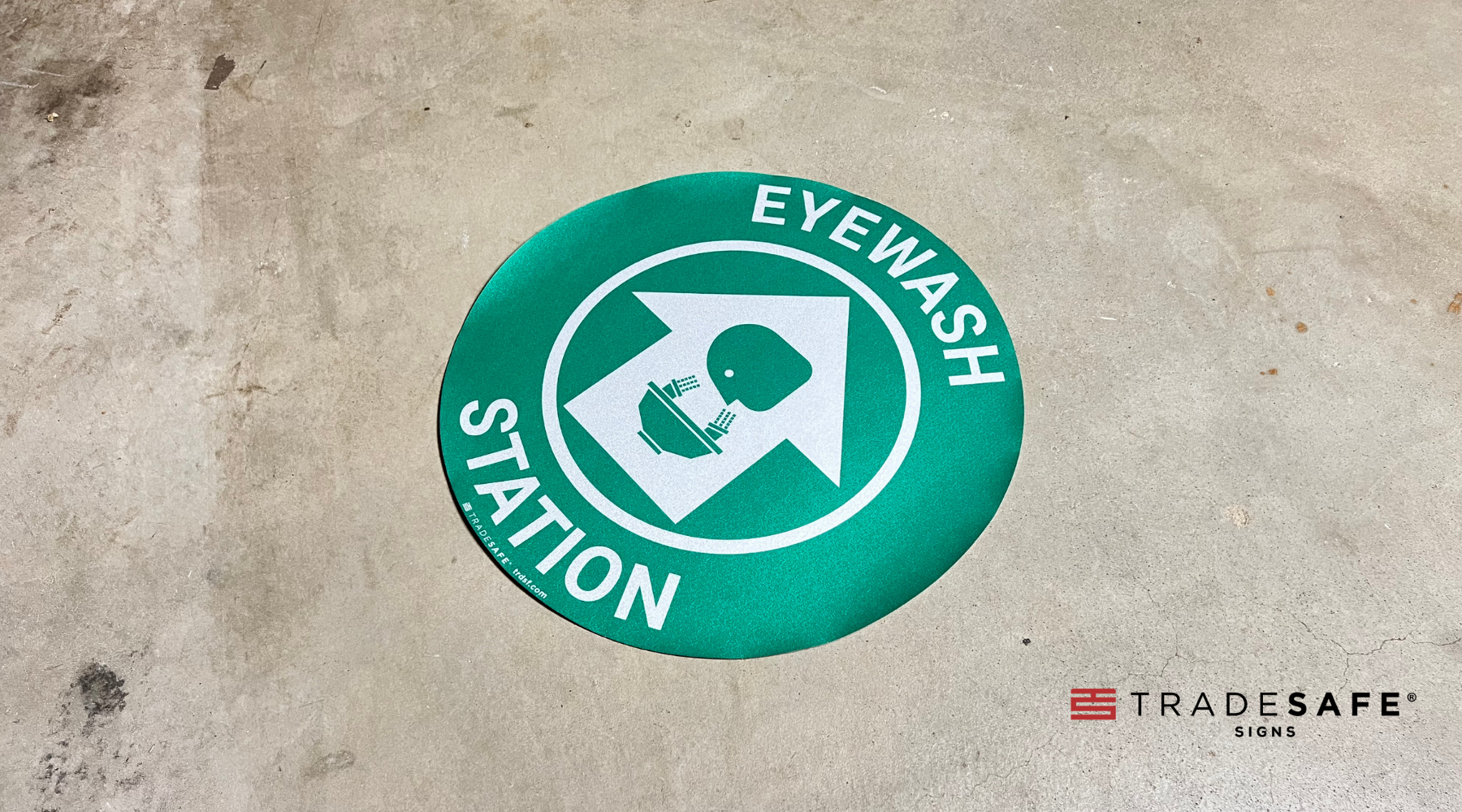 tradesafe eyewash station floor sticker