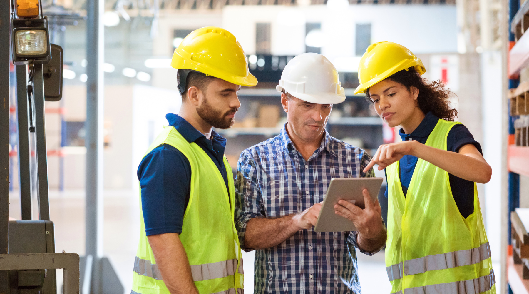 industrial workers learning new technology