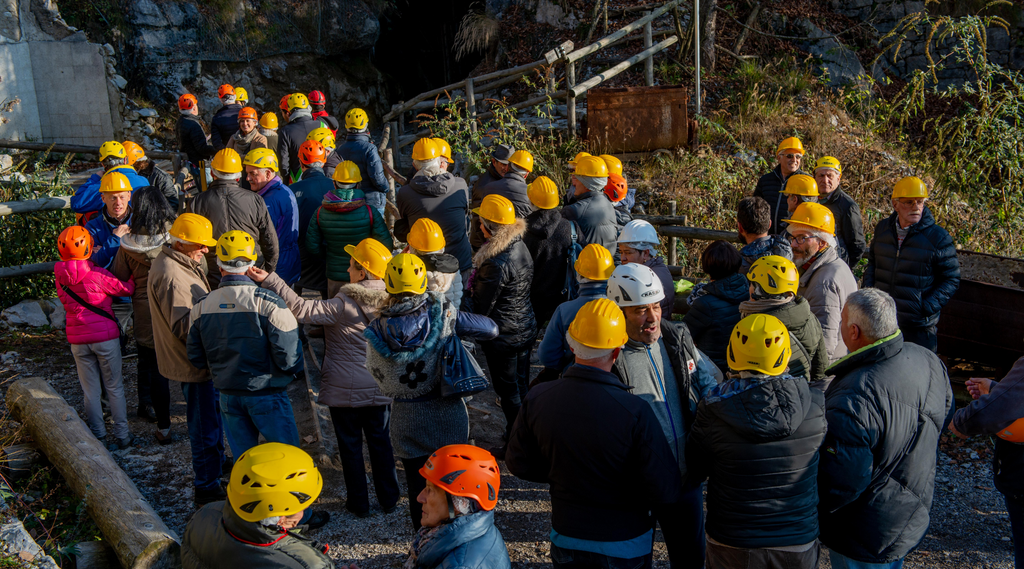 workers waiting at a muster point