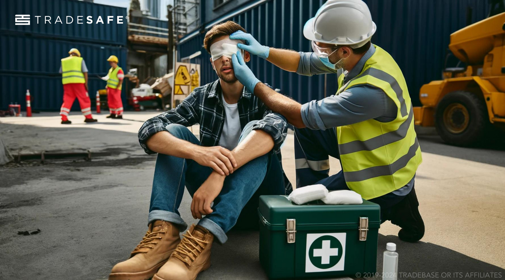 performing first aid on one eye injury