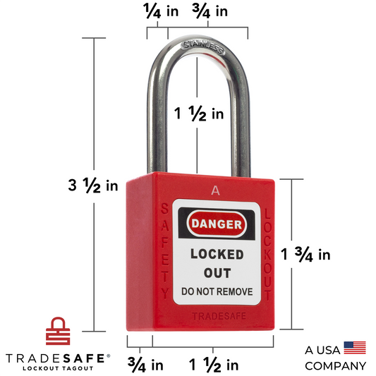 TRADESAFE Lockout Tagout Steel Cable Locks with Keys - 10 Red Keyed Alike Unlimited Grouping Electrical Lockout Padlock Set, 2 Keys per Lock, Premium