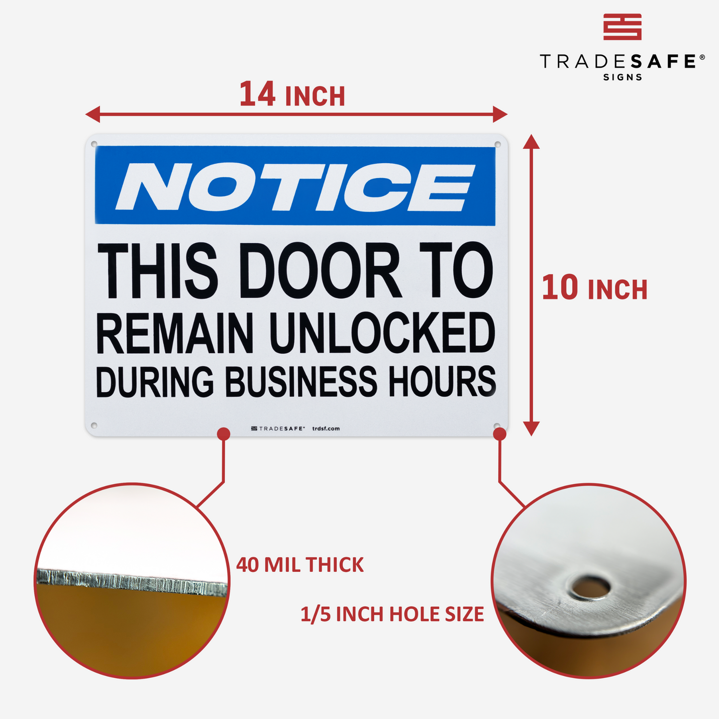Door To Remain Unlocked Sign Aluminum Facility Signs Tradesafe 