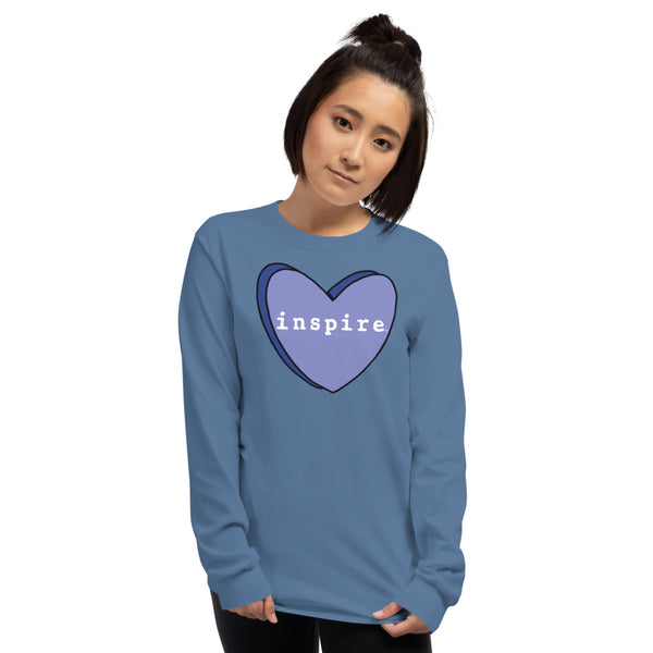 inspire Blue Candy Heart Unisex Long Sleeve Shirt