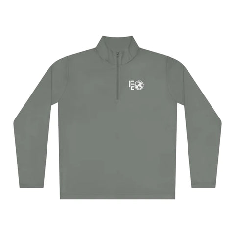 grey quarter-zip pullover