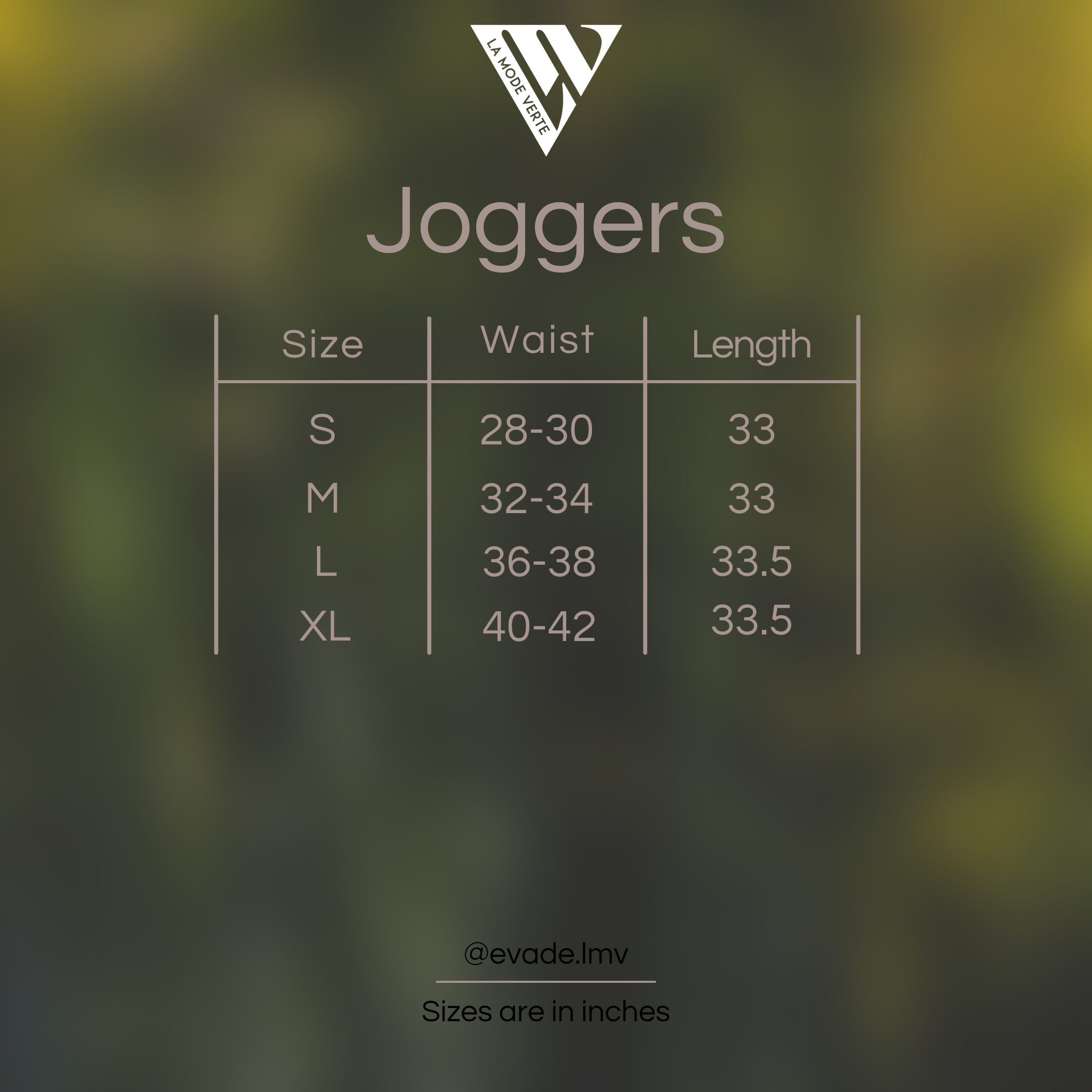 Joggers Size Guide