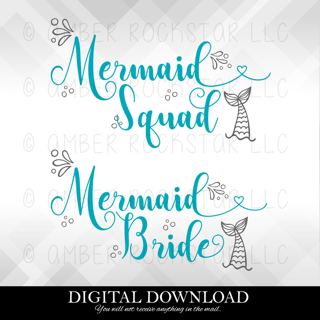 Download Digital Download Mermaid Bride Squad Bachelorette Parties Svg Fil Amber Rockstar