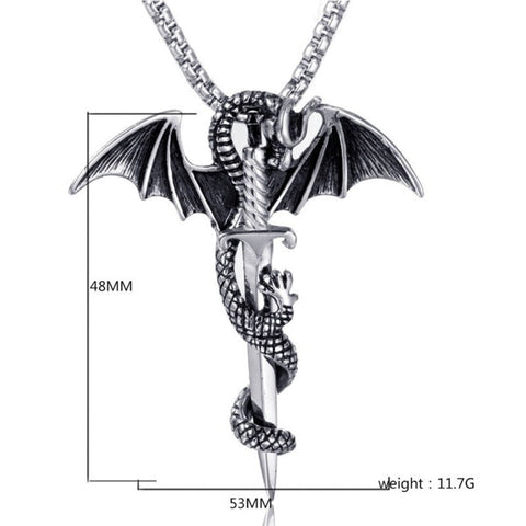 Flying Dragon With Sword Necklace – Onetify