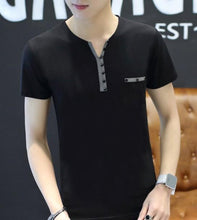 Load image into Gallery viewer, Mens Slim Fit T Shirt with Buttons Details
