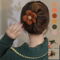 Elegant Plush Flower Hairpins