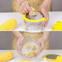 Cob Corn Stripper With Built-In Measuring Cup And Grater