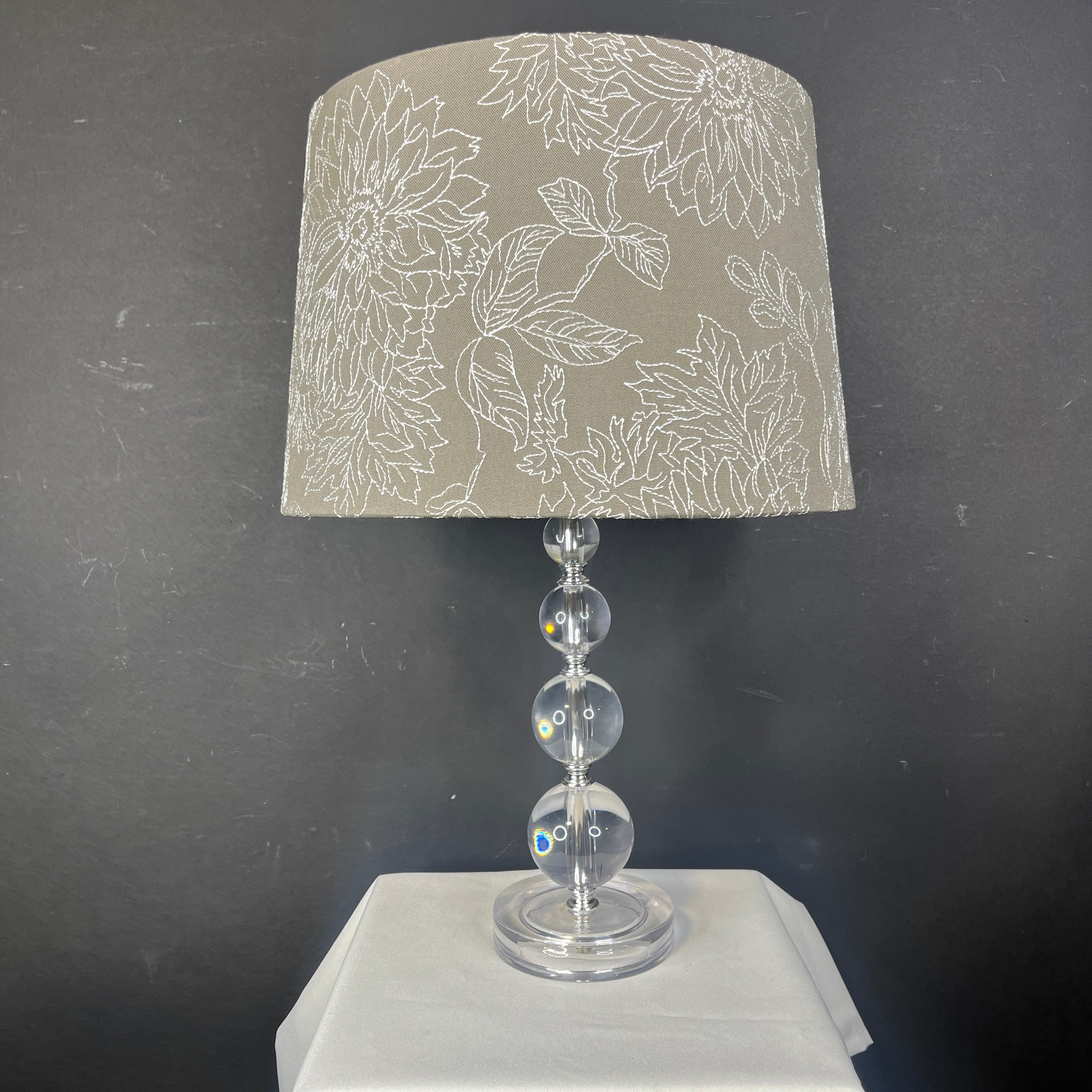 Modern Silver and Acrylic with Shade Table Lamp 15” Diameter @ Shade x 22”