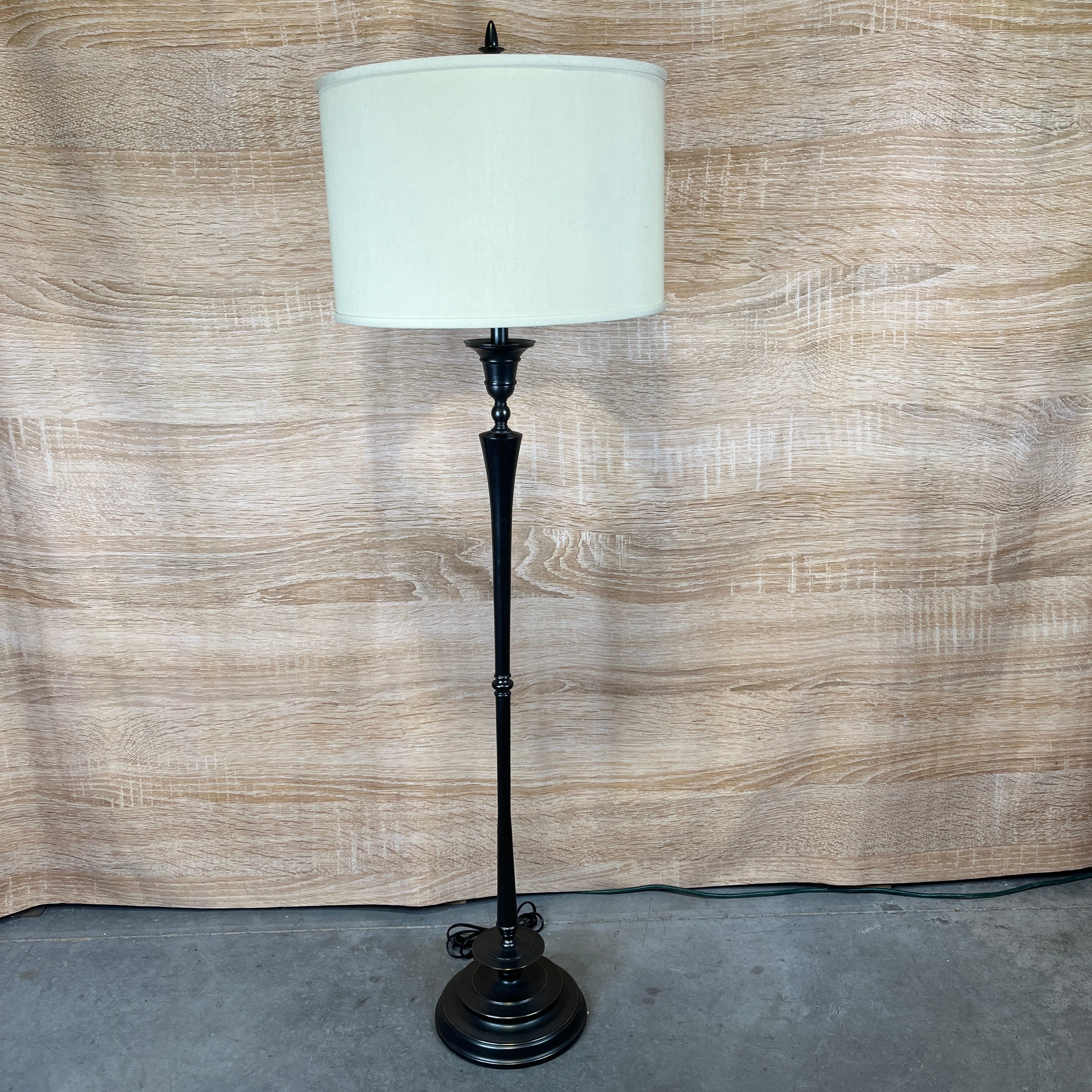 Sleek Black Metal Base with Shade Floor Lamp 18" Diameter @ Shade x 60"