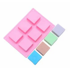 6 Cavity Rounded Square Silicone Soap Mold