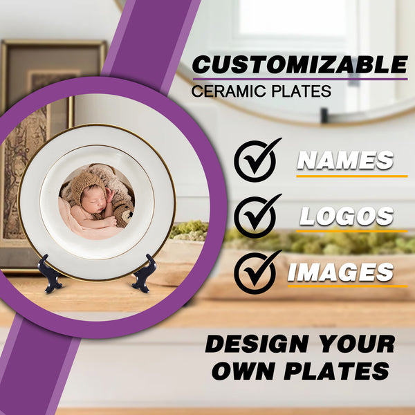 Personalized ceramic plates, Customized display dishes, Memorial gifts, Birthday anniversary gifts, Custom decorative plates, Picture text plates, Ceramic keepsake plates, Personalized memorial gifts, Customizable anniversary plates, Keepsake plates, Custom photo plates