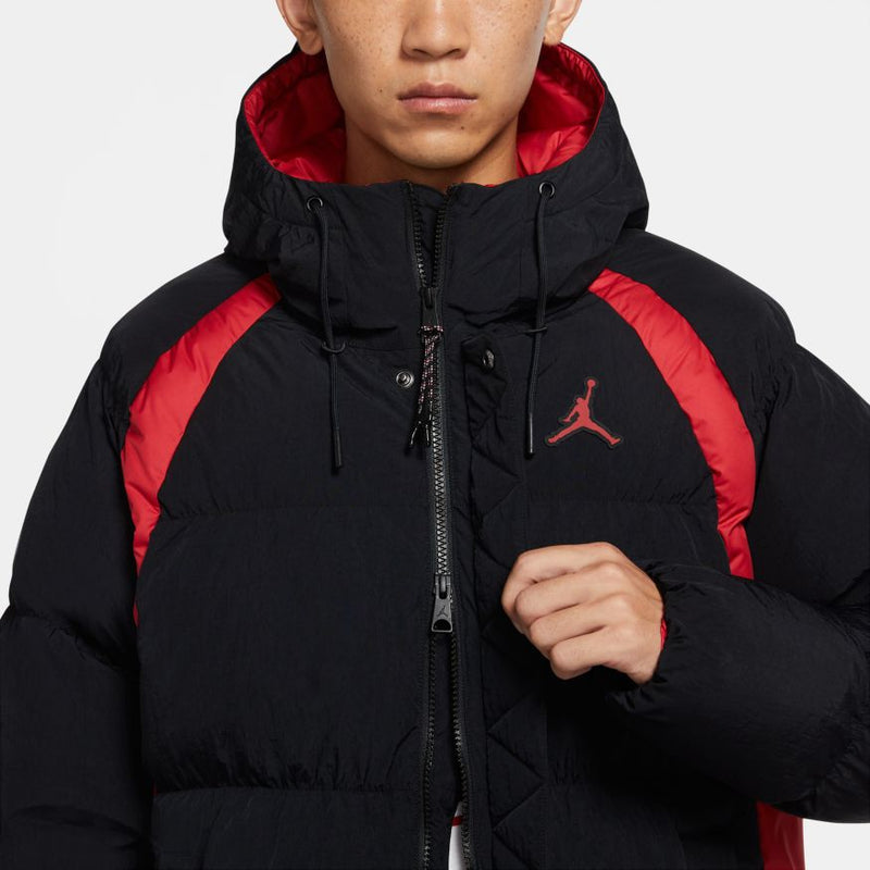 black and red jordan coat