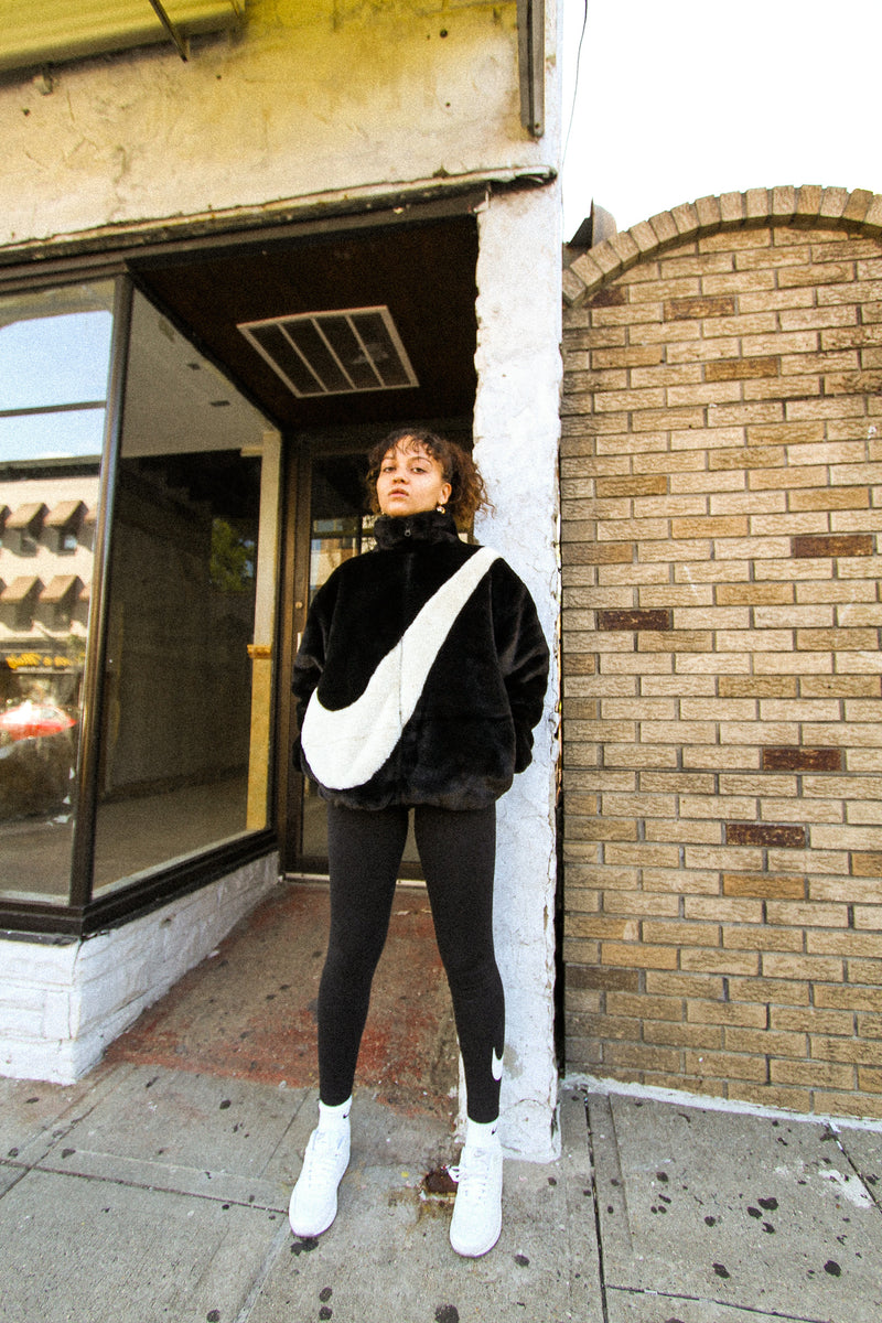 white nike fur jacket