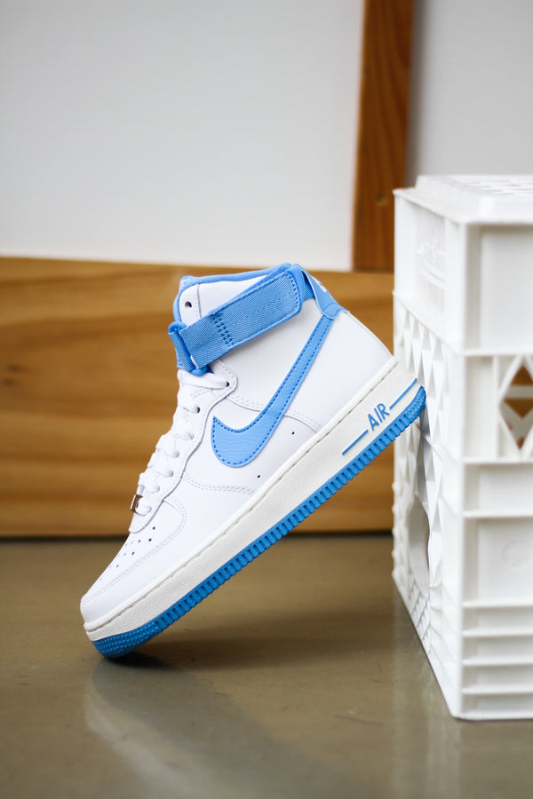 The Nike Air Force 1 High Sculpt Surfaces in White, Sail and University  Blue