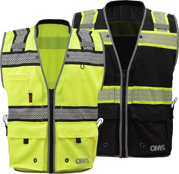 Contrasting Trim Poly Mesh Surveyor Safety Vest - LG - Premier Safety