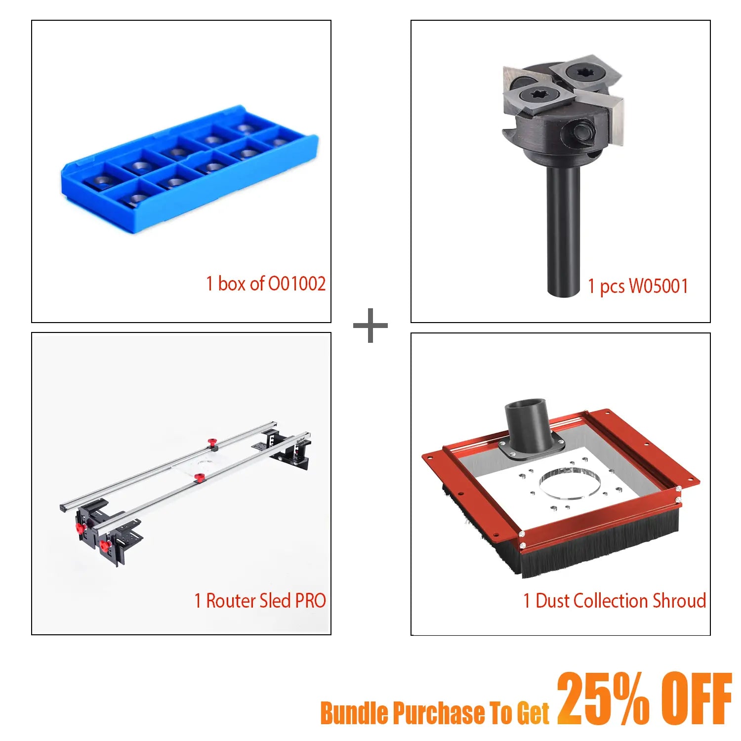 SpeTool S01001 Router Sled & S01002 Dust Collection Shroud & W05001 Surfacing Bit & O01002 Blades Bundle Set